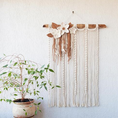 MECCANIXITY 15'' Driftwood Wall Hanging, Driftwood Jewelry Hanger Decorative Branches with 9 Hooks for DIY Art Crafts Wall Hanging Woven, Style 4 in Saudi Arabia