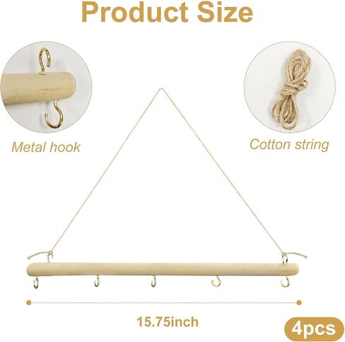 4 Pack 15 Inch Driftwood Jewelry Organizer Wall Decor, Wooden Hanging Branch Display for Necklaces Bracelets Keys, Rustic Farmhouse Driftwood Crafts for Bedroom Closet Entryway in Saudi Arabia