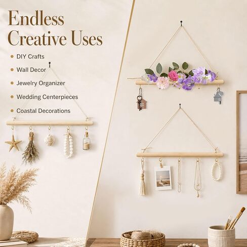 4 Pack 15 Inch Driftwood Jewelry Organizer Wall Decor, Wooden Hanging Branch Display for Necklaces Bracelets Keys, Rustic Farmhouse Driftwood Crafts for Bedroom Closet Entryway in Saudi Arabia