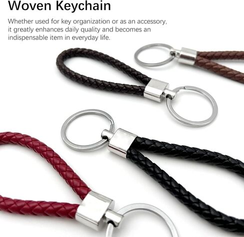 4-Piece PU Leather Key Fob Set with Metal Ring, Creative Woven Strap Keychain for Men & Women in Saudi Arabia