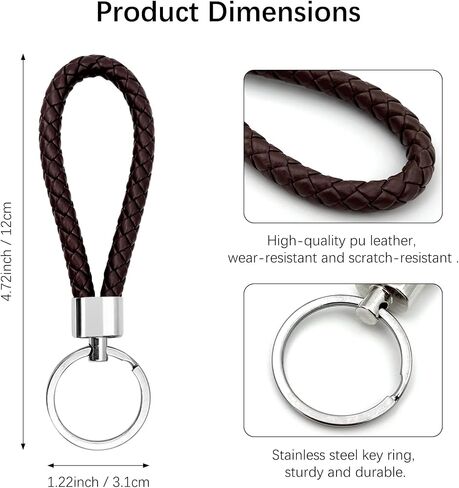 4-Piece PU Leather Key Fob Set with Metal Ring, Creative Woven Strap Keychain for Men & Women in Saudi Arabia