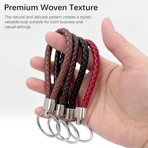 4-Piece PU Leather Key Fob Set with Metal Ring, Creative Woven Strap Keychain for Men & Women in Saudi Arabia