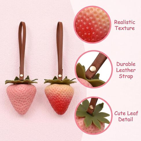 2 PCS Strawberry Bag Charm Set, 3D Strawberry Shape,Strawberry Keychain Bag Charms for Purse Decoration and Everyday Carry, in Pink and Gradient Color in Saudi Arabia