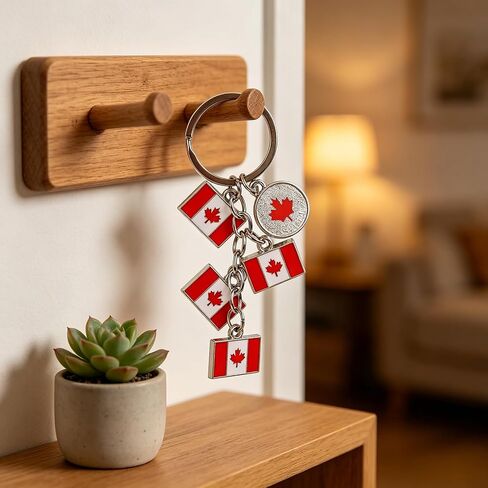 Canada Keychain 4Pcs Canada Flag Keychains Maple Leaf Keychain Decorative Key Holder Key Rings Purse Handbag Charm Pendant Gift Canada Day Decorations in Saudi Arabia