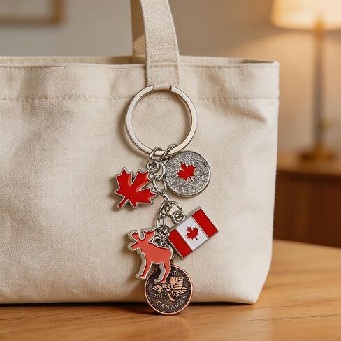 Canada Keychain 4Pcs Canada Flag Keychains Maple Leaf Keychain Decorative Key Holder Key Rings Purse Handbag Charm Pendant Gift Canada Day Decorations in Saudi Arabia