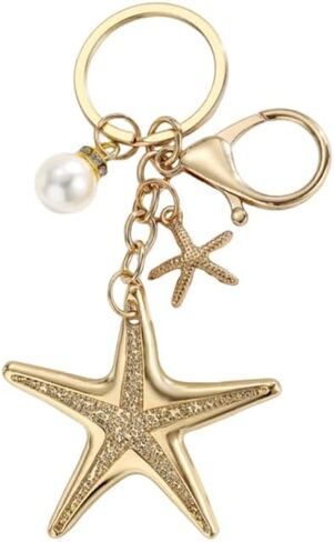 Starfish Keychain Summer Beach Seashell Conch Bag Charms Gold Car Key Chain Holder Women's Vacation Gift in Saudi Arabia