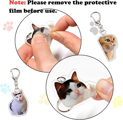 8 Pcs Funny Cat Meme Keychain with Matching 100 Pcs Stickers, Cute Kitty Keychains Set Kawaii Charm Keyring, Mood Boost Gifts for Women Men Novelty Acrylic Key Chains in Saudi Arabia