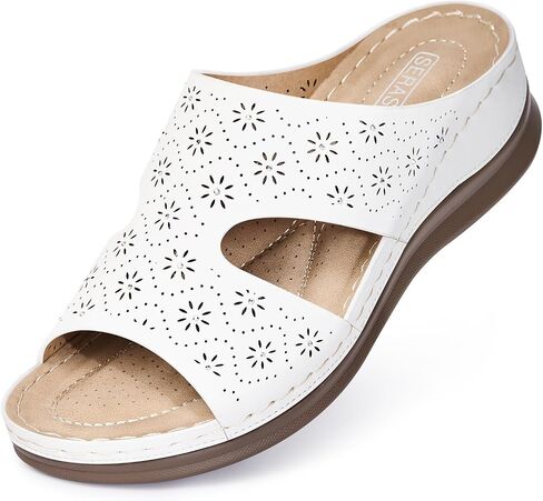 Dressy Flat Sandals for Women - Arch Support Comfortable Walking Slip on Summer Casual Beach Wide Width Flower Womens flats Slide Sandal Shoes in Saudi Arabia