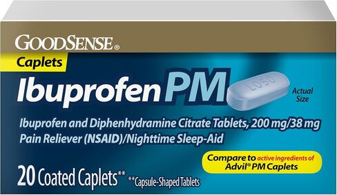 GoodSense Ibuprofen PM, Ibuprofen 200 mg and Diphenhydramine Citrate 38 mg Tablets, Pain Reliever and Nighttime Sleep-Aid in Kuwait