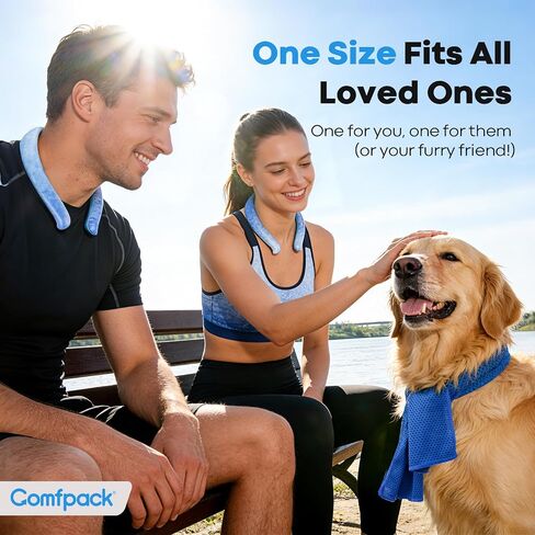 Comfpack 2PCS Neck Cooling Tube with Cooling Towel for Hot Weather | Reusable LongLasting Ice Ring Neck Cooler, 64℉ Instant Cooling Neck Wrap for Outdoor Work Sports Gardening Hot Flashes in Saudi Arabia