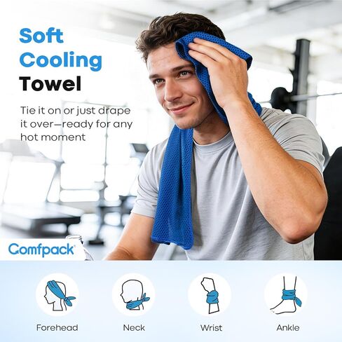Comfpack 2PCS Neck Cooling Tube with Cooling Towel for Hot Weather | Reusable LongLasting Ice Ring Neck Cooler, 64℉ Instant Cooling Neck Wrap for Outdoor Work Sports Gardening Hot Flashes in Saudi Arabia