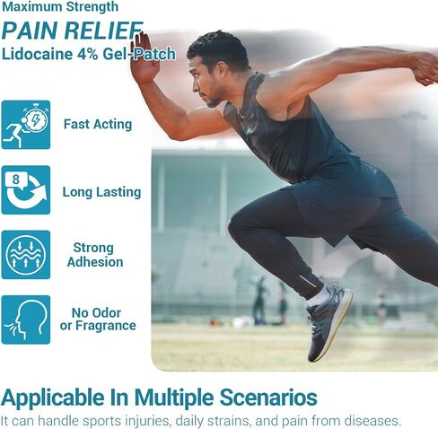4% Lidocaine Patches Maximum Strength - 7 Count Pain Relieving Gel Patch for Muscle Soreness, Pain Relief for Back, Neck, Shoulders, Knees & Elbows - Unscented, Discreet in Saudi Arabia
