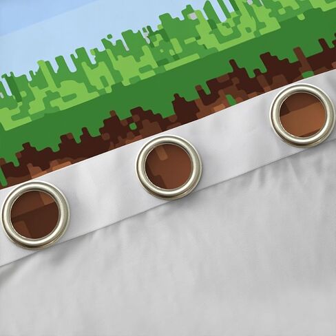 Manfei Pixel Game Window Drapes,Video Games Clouds Blue Sky Blackout Curtains,Geometric Lattice Gamepad Nursery Bedroom Playroom Decor,Blue Brown 2 Panels,52Wx84L inch in Saudi Arabia