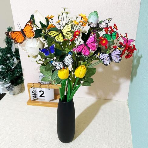 24pcs Artificial Feather Butterfly Decorations Artificial Butterflies for Christmas Tree Ornament Crafts Butterfly Flower Bouquet Decor Clips for Wall Floral Party Home Decor (Large+ Small Sizes) in Saudi Arabia