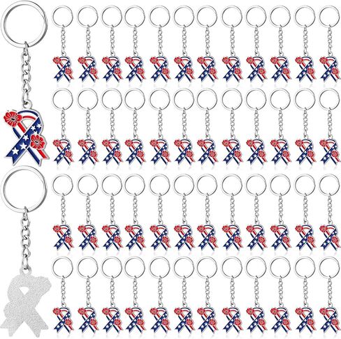 Tondiamo Patriotic Poppy Keychains Gift Bulk USA Flag Charm Accessories for Memorial Day Veteran Soldier Remembrance Souvenir in Kuwait