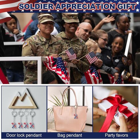 Tondiamo Patriotic Poppy Keychains Gift Bulk USA Flag Charm Accessories for Memorial Day Veteran Soldier Remembrance Souvenir in Kuwait