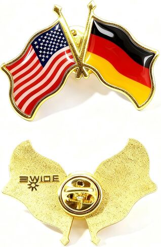 2 PCS USA and Germany Friendship Flag Lapel Pin, Dual Crossed National Flags Badge, Gold Enamel Alloy, 1.57 x 1.18 Inches, 0.18 oz in Saudi Arabia