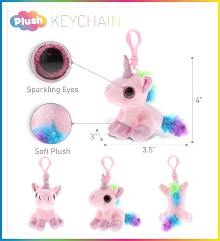DolliBu Pink Unicorn Plush Keychain with Clip - Small Unicorn Stuffed Animal Backpack Charm, Cute Plush Key Chain Toy, Keychains for Backpacks, Baby Keychain for Girls, Bag Charms, Party Favors in Kuwait