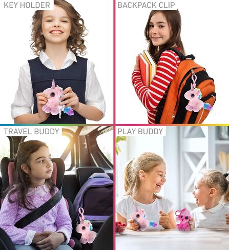 DolliBu Pink Unicorn Plush Keychain with Clip - Small Unicorn Stuffed Animal Backpack Charm, Cute Plush Key Chain Toy, Keychains for Backpacks, Baby Keychain for Girls, Bag Charms, Party Favors in Kuwait