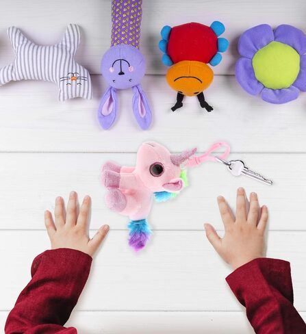 DolliBu Pink Unicorn Plush Keychain with Clip - Small Unicorn Stuffed Animal Backpack Charm, Cute Plush Key Chain Toy, Keychains for Backpacks, Baby Keychain for Girls, Bag Charms, Party Favors in Kuwait