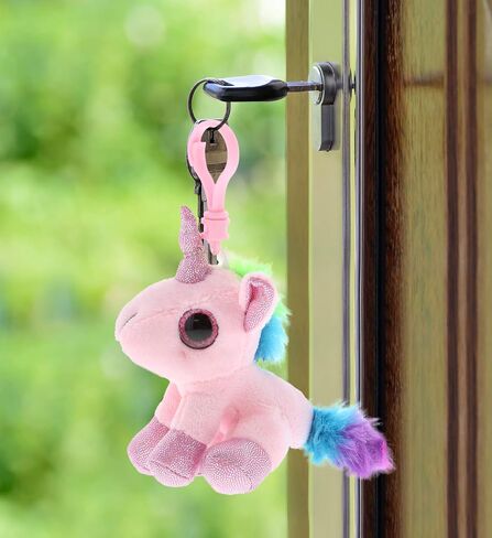 DolliBu Pink Unicorn Plush Keychain with Clip - Small Unicorn Stuffed Animal Backpack Charm, Cute Plush Key Chain Toy, Keychains for Backpacks, Baby Keychain for Girls, Bag Charms, Party Favors in Kuwait
