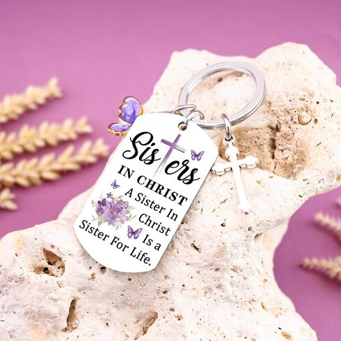 Christian Gifts for Women Faith Sister In Christ Gifts for Women Religious Christian Keychain Gift for Woman Sisters In Christ Christmas Birthday Mothers Day Gift Ideas Butterfly Stuff in Saudi Arabia