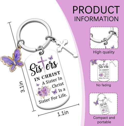 Christian Gifts for Women Faith Sister In Christ Gifts for Women Religious Christian Keychain Gift for Woman Sisters In Christ Christmas Birthday Mothers Day Gift Ideas Butterfly Stuff in Saudi Arabia