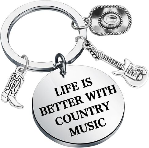 TGBJE Country Music Lover Gifts Life Is Better With Country Music Keychain Cowgirl Boots Gift Country Music Themed Jewelry (Country music kc) in Kuwait