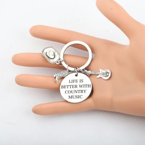 TGBJE Country Music Lover Gifts Life Is Better With Country Music Keychain Cowgirl Boots Gift Country Music Themed Jewelry (Country music kc) in Kuwait