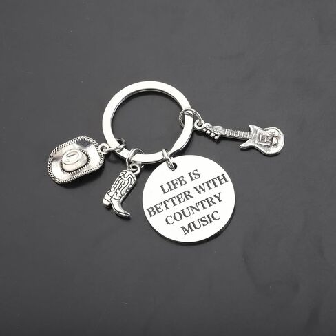 TGBJE Country Music Lover Gifts Life Is Better With Country Music Keychain Cowgirl Boots Gift Country Music Themed Jewelry (Country music kc) in Kuwait
