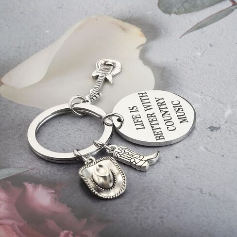 TGBJE Country Music Lover Gifts Life Is Better With Country Music Keychain Cowgirl Boots Gift Country Music Themed Jewelry (Country music kc) in Kuwait