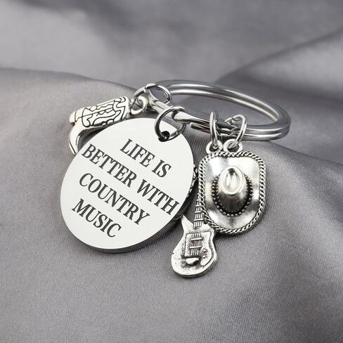 TGBJE Country Music Lover Gifts Life Is Better With Country Music Keychain Cowgirl Boots Gift Country Music Themed Jewelry (Country music kc) in Kuwait