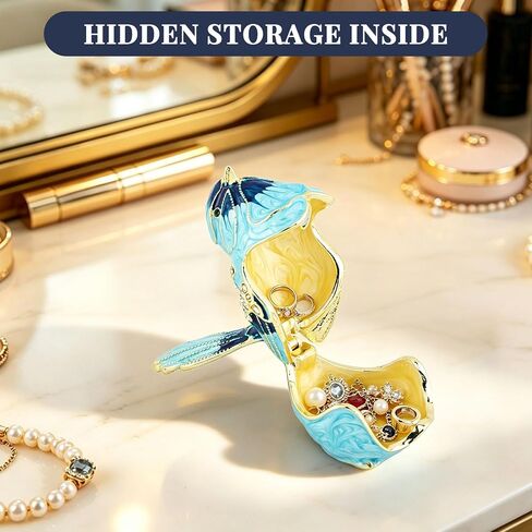 Robin Bird Jewelry Trinket Boxes Hinged Ring Box, Hand Painted Bird Figurines Home Decor for Women Necklace Rings Earrings Organizer, Unique Animal Figurine Collectible Gift in Kuwait