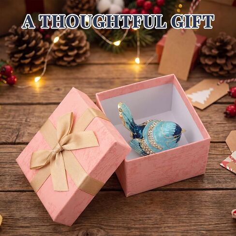 Robin Bird Jewelry Trinket Boxes Hinged Ring Box, Hand Painted Bird Figurines Home Decor for Women Necklace Rings Earrings Organizer, Unique Animal Figurine Collectible Gift in Kuwait