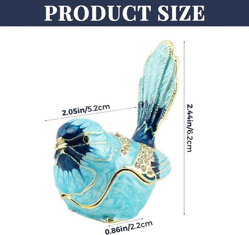 Robin Bird Jewelry Trinket Boxes Hinged Ring Box, Hand Painted Bird Figurines Home Decor for Women Necklace Rings Earrings Organizer, Unique Animal Figurine Collectible Gift in Kuwait
