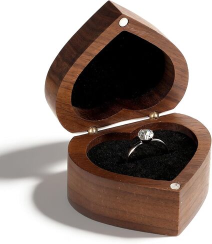 Rings Boxes, Wooden Ring Boxes, Engagement Rings Box Holder, Heart Shaped Jewelry Ring Storage Box for Proposal, Anniversary in Saudi Arabia