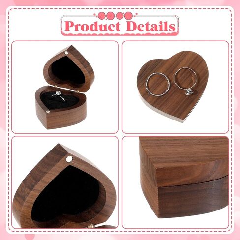 Rings Boxes, Wooden Ring Boxes, Engagement Rings Box Holder, Heart Shaped Jewelry Ring Storage Box for Proposal, Anniversary in Saudi Arabia