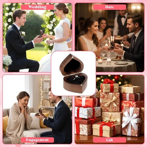 Rings Boxes, Wooden Ring Boxes, Engagement Rings Box Holder, Heart Shaped Jewelry Ring Storage Box for Proposal, Anniversary in Saudi Arabia