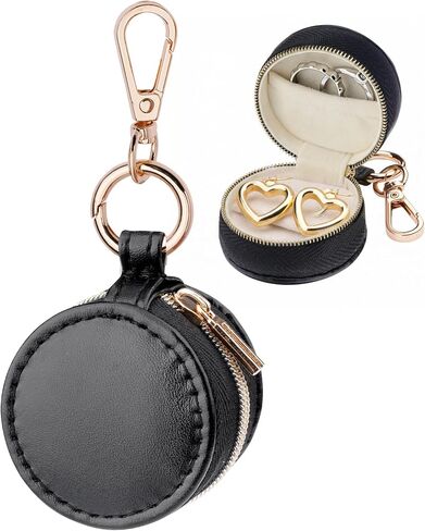Portable Ring Holder Keychain, Mini Sports Jewelry Holder Box, Small Travel Ring Earring Stud Necklace Storage Case (White) in Saudi Arabia