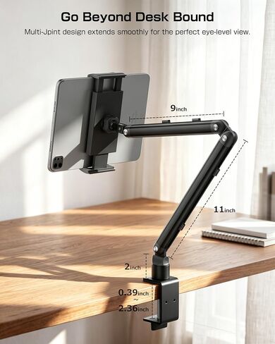 حامل ذراع اللوحي للمكتب ، حامل حامل مراقب محمول 15.6 '' ، 17.3 '' ، حامل الذراع من سبائك الألومنيوم مع جبل 360 درجة دوار متوافق مع 4.7-17.3 بوصة قرص ، الهاتف الخلوي (أسود) in Kuwait