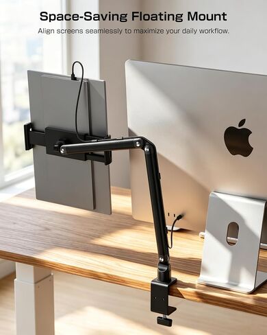 حامل ذراع اللوحي للمكتب ، حامل حامل مراقب محمول 15.6 '' ، 17.3 '' ، حامل الذراع من سبائك الألومنيوم مع جبل 360 درجة دوار متوافق مع 4.7-17.3 بوصة قرص ، الهاتف الخلوي (أسود) in Kuwait