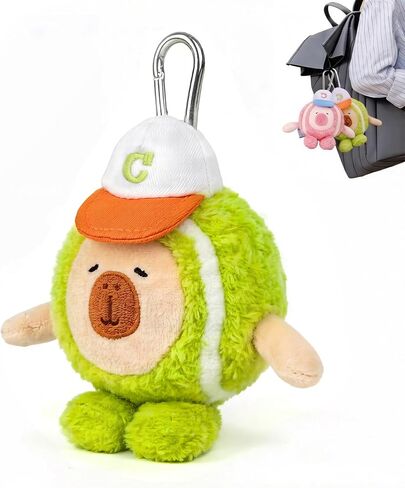 Cute Plush Capybara Tennis Keychain: Kawaii Soft Stuffed Tennis Toy Keyring Gifts for Bag Charms in Saudi Arabia