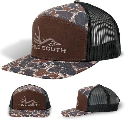 True South Men's Brown Camo Trucker Hat — Embroidered Duck Logo, Mesh Back, Adjustable Snapback. in Kuwait