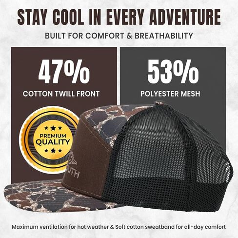 True South Men's Brown Camo Trucker Hat — Embroidered Duck Logo, Mesh Back, Adjustable Snapback. in Kuwait