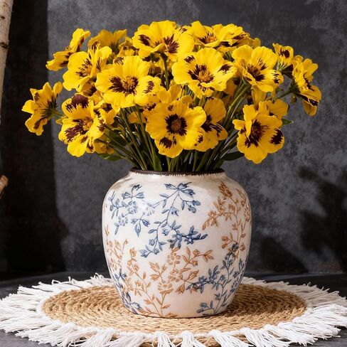 Blue and White Vase - 7.1 Inchs Vintage Ceramic Vases for Home Decor, Farmhouse Flower Vase for Living Room and Kitchen, Vintage Pottery Decor for Table Shelf and Mantle, Chinoiserie Decor Vases in Saudi Arabia
