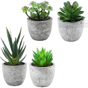 ABAJI Mini 4 Succulents Plants Artificial in Pots Fake Plants for Bedroom Aesthetic Living Room Shelf Bathroom Decor Office Desk Accessories in Saudi Arabia