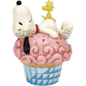 Enesco Peanuts by Jim Shore Collection Snoopy and Woodstock Laying on Cupcake Figurine- Stone Resin Hand Crafted Painted Collectible Peanuts Snoopy Figurines Birthday Home Decor Statue, 5.31 Inch in Kuwait