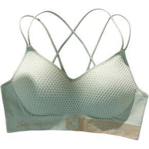 Women's Sports Bra, Criss Cross Strappy Back, Seamless Mesh, Low Impact Workout Bralette in Kuwait