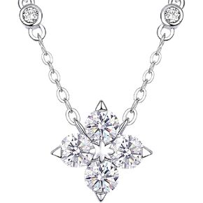 Moissanite Four-Leaf Clover Necklace for Women, 925 Sterling Silver 18K White Gold Plated, Sparkling Pendant in Kuwait