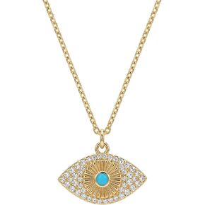 MEVECCO Gold Evil Eye Necklace for Women 18k Gold Plated Turquoise Red Ruby Zircons Evil Eye Protection Choker Charm Pendant Necklace Hypoallergenic Handmade Lucky Jewelry for Her Gifts in Kuwait